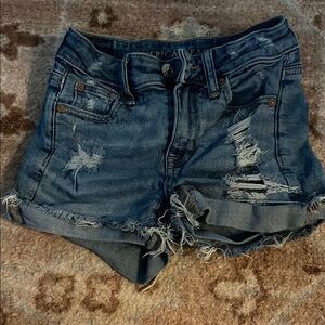 American Eagle Outfitters Blue Distressed Jean Shorts